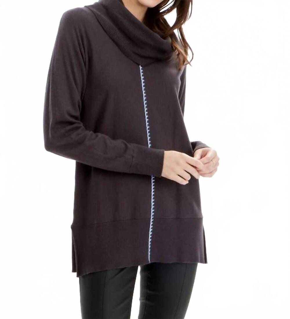 NEW ORLY long sleeve detachable turtleneck sweater in dark charcoal